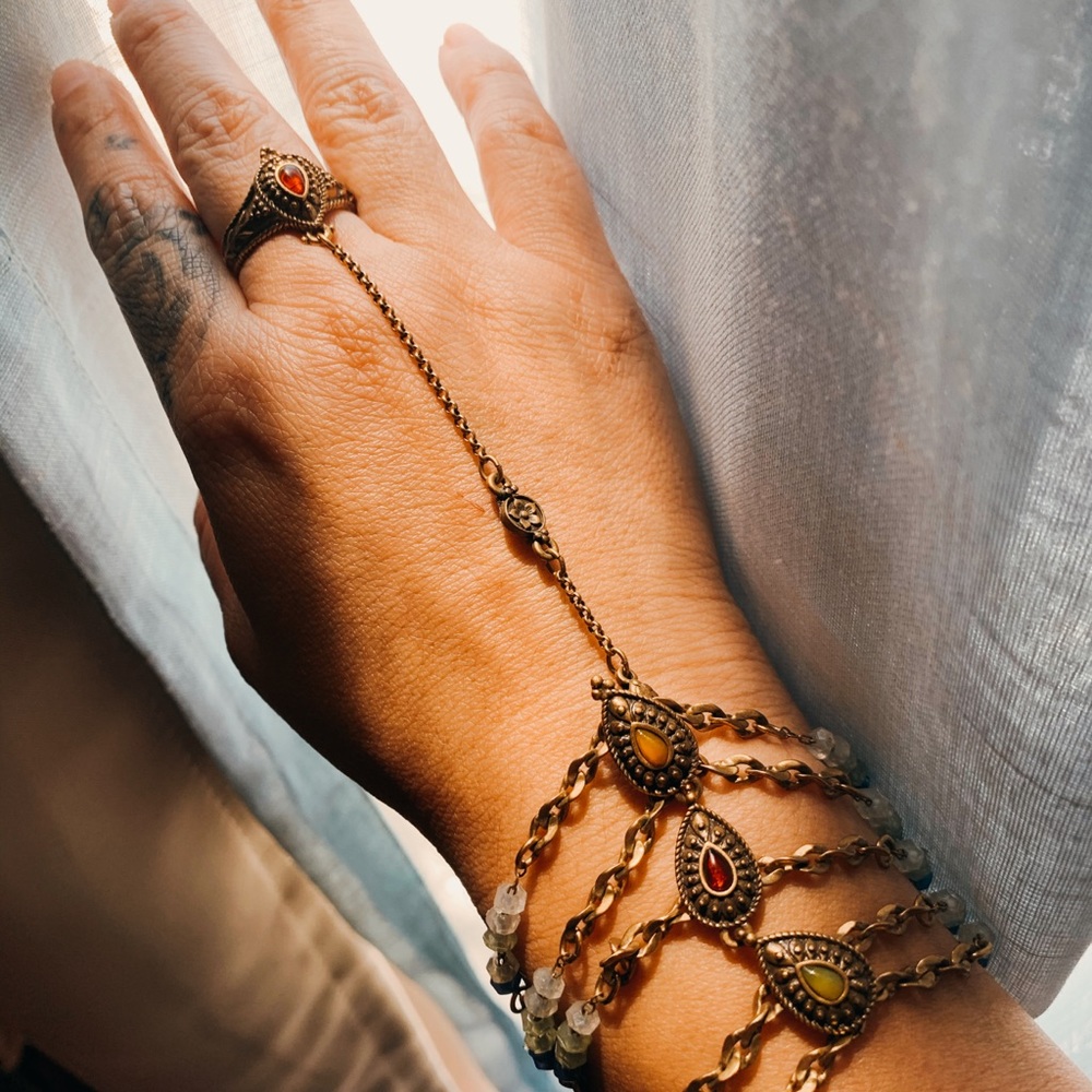Indian inspired bracelet with ring size 7